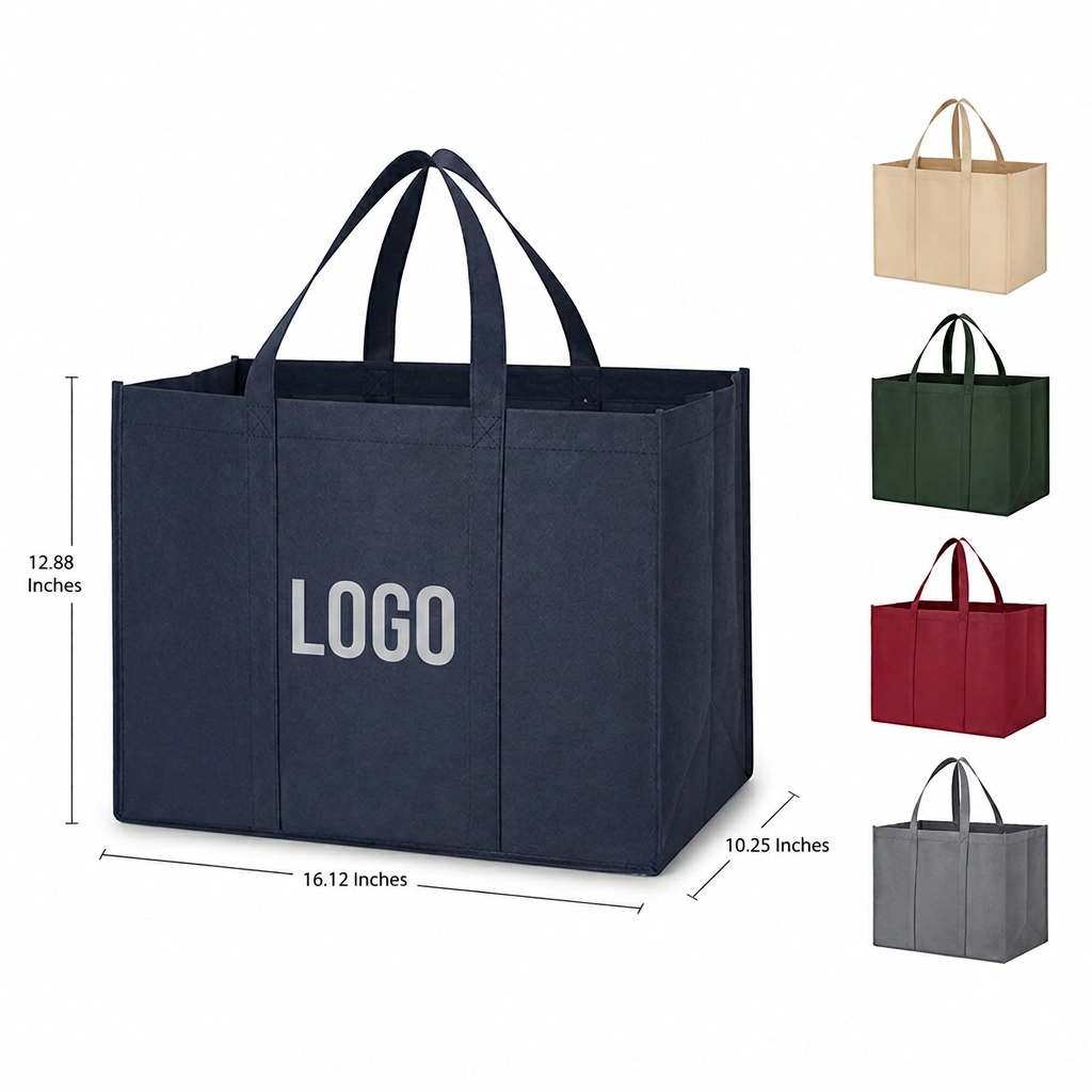 Large Capacity Non-Woven Grocery Tote with Reinforced Gussets