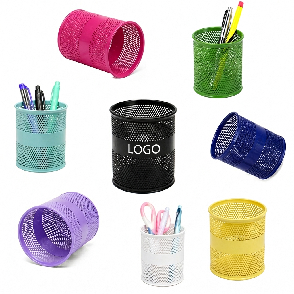 Circular Wire Mesh Desktop Organizer for Office Supplies