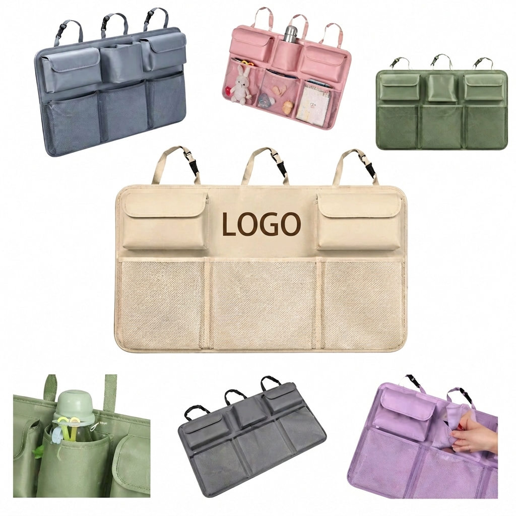 Multi-Compartment Vehicle Seatback Storage Bag with Adjustable Straps