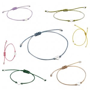 Adjustable Braided Cord Bracelet with Heart Charm