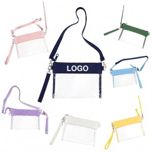 Transparent Stadium Security Crossbody Bag with Adjustable Strap