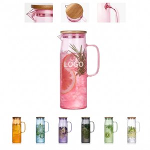 Modern Glass Beverage Carafe with Bamboo Lid - 1000ml