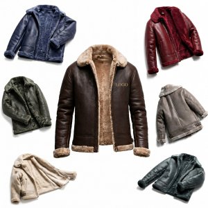 Classic Men's Faux Leather Winter Bomber Jacket with Warm Lining