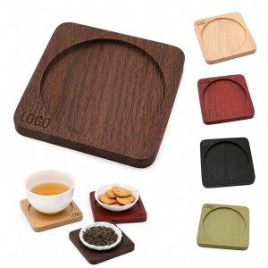 Recessed Square Wood Beverage Coaster