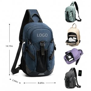 Multi-Compartment Crossbody Sling Pack with Integrated Charging Access