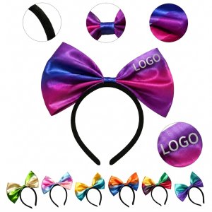 Vibrant Gradient Oversized Satin Bow Headband for Events